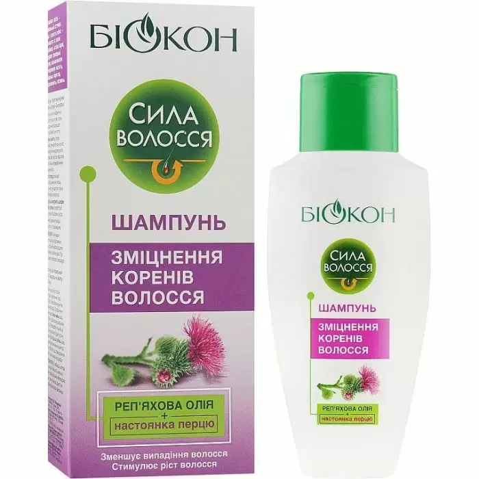 Шампунь Биокон "Сила волос. Укрепление корней волос" с репейным маслом, 215 мл