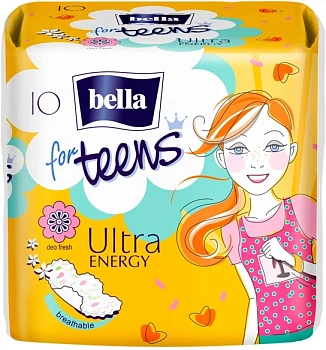 Супертонкие гигиенические ароматизированные прокладки Bella for Teens ULTRA energy, 10 шт